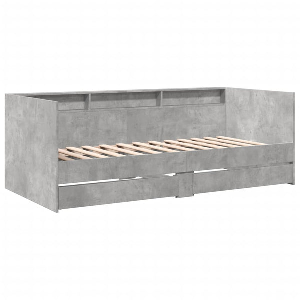 Betongraues Schlafsofa mit Schubladen ohne Matratze Invalizilor 90x190cm