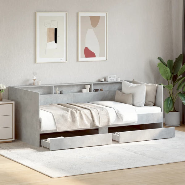Betongraues Schlafsofa mit Schubladen ohne Matratze Invalizilor 90x190cm