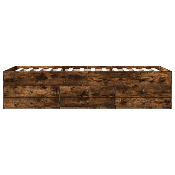 Schlafsofa aus Eiche rauchfarben mit Schubladen Dulcica 100x200cm (Holz)