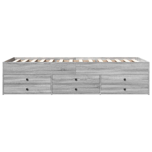 Graues Schlafsofa mit Schubladen Dulcica 100x200cm (Holz)