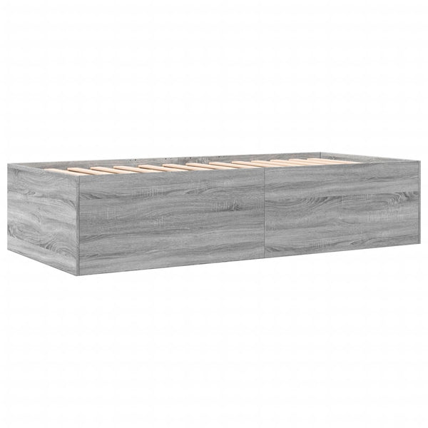 Graues Schlafsofa mit Schubladen Dulcica 100x200cm (Holz)