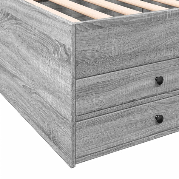 Graues Schlafsofa mit Schubladen Dulcica 100x200cm (Holz)