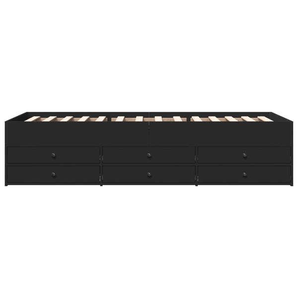 Schwarzes Schlafsofa mit Schubladen Dulcica 90x200cm (Holz)