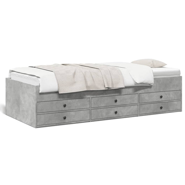 Betongraues Schlafsofa mit Schubladen Dulcica 90x190cm (Holz)