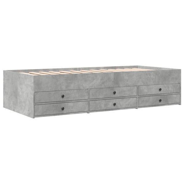 Betongraues Schlafsofa mit Schubladen Dulcica 90x190cm (Holz)