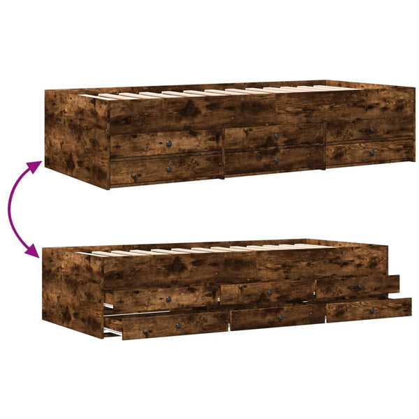 Dauereiche Schlafsofa mit Schubladen Dulcica 90x190cm (Holz)