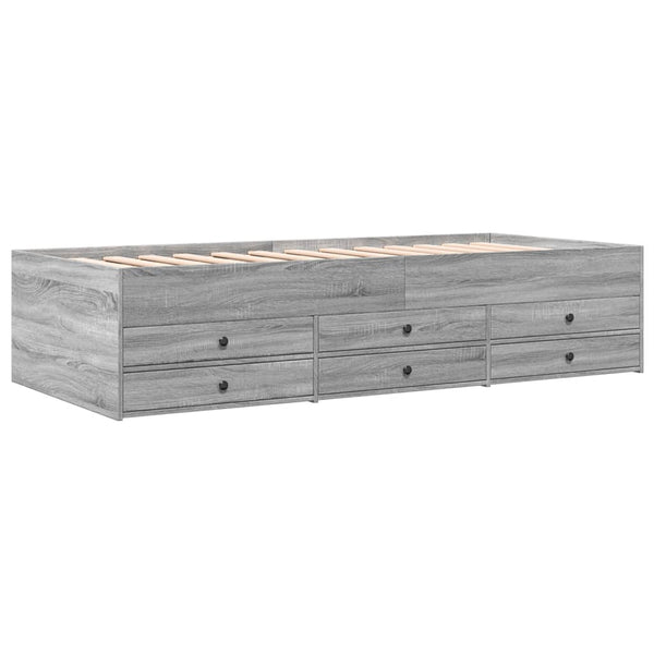 Graues Schlafsofa mit Schubladen Dulcica 90x190cm (Holz)