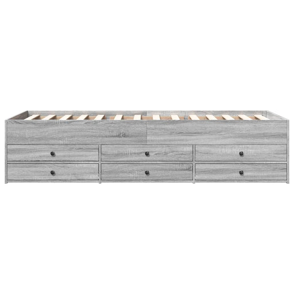 Graues Schlafsofa mit Schubladen Dulcica 90x190cm (Holz)