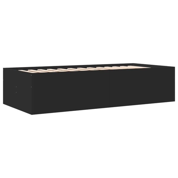 Schwarzes Schlafsofa mit Schubladen Dulcica 75x190cm (Holz)