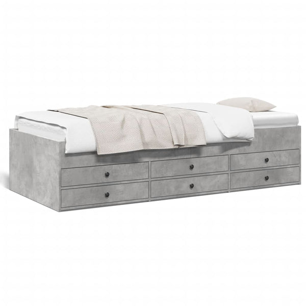 Betongraues Schlafsofa mit Schubladen Dulcica 75x190cm (Holz)