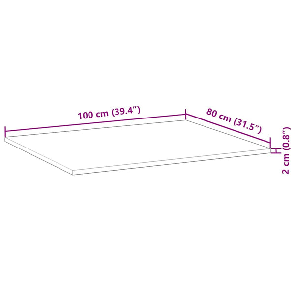 Tischplatte Mazie 100x80x2cm (unbehandeltes Akazienholz)