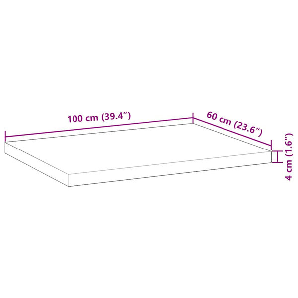 Tischplatte Mazie 100x60x4cm (unbehandeltes Akazienholz)