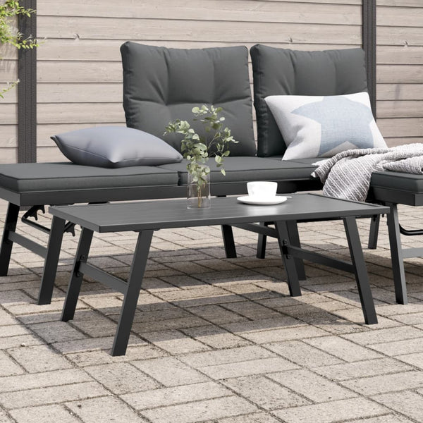 Schwarzer Loungesofatisch Gliga 90x45x35cm (pulverbeschichteter Stahl)