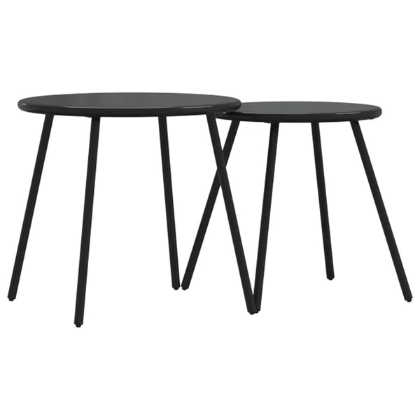 Schwarze Outdoor-Sofatische Jaheem rund (2 Stk. pulverbeschichteter Stahl)