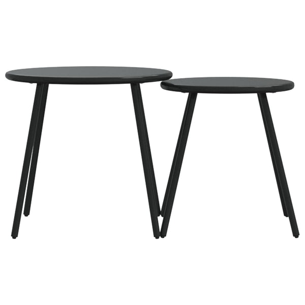 Schwarze Outdoor-Sofatische Jaheem rund (2 Stk. pulverbeschichteter Stahl)