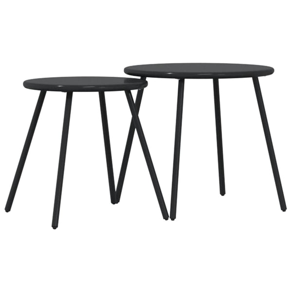 Schwarze Outdoor-Sofatische Jaheem rund (2 Stk. pulverbeschichteter Stahl)