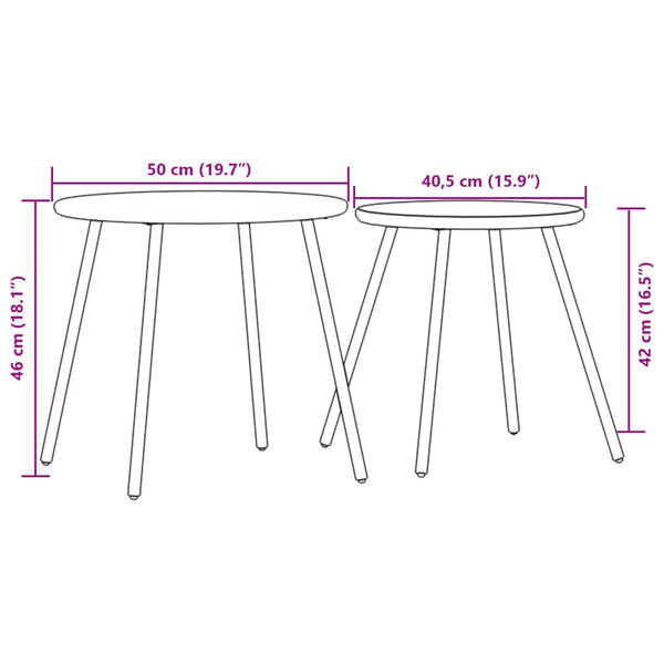 Schwarze Outdoor-Sofatische Jaheem rund (2 Stk. pulverbeschichteter Stahl)