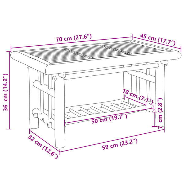 Couchtisch Ruset 70x45x36cm (Bambus)