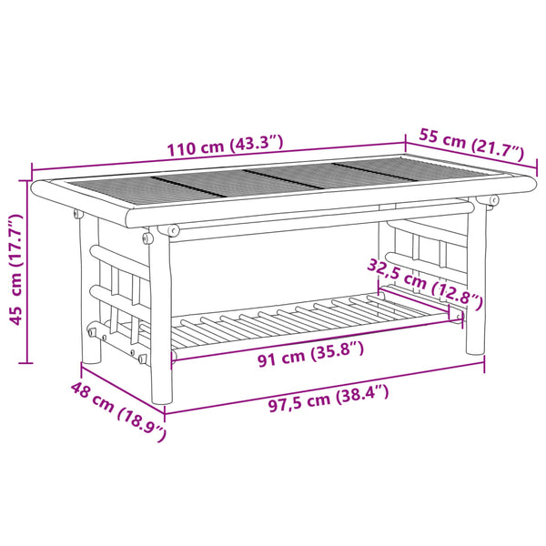 Couchtisch Ruset 110x55x45cm (Bambus)