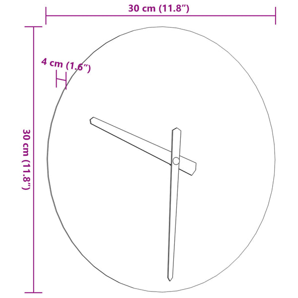 Gelbe Wanduhr Baietica Ø30cm (beleuchtete Ziffern und Zeiger)