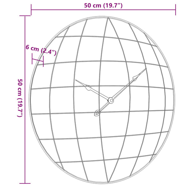 Keltainen ja musta seinäkello Paltin Ø50cm (puinen)