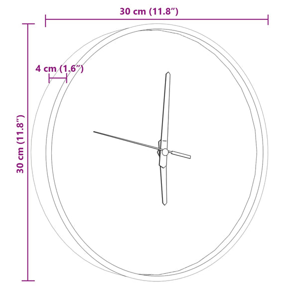 Sininen seinäkello Mathews Ø30cm (valaistut numerot ja viisarit)