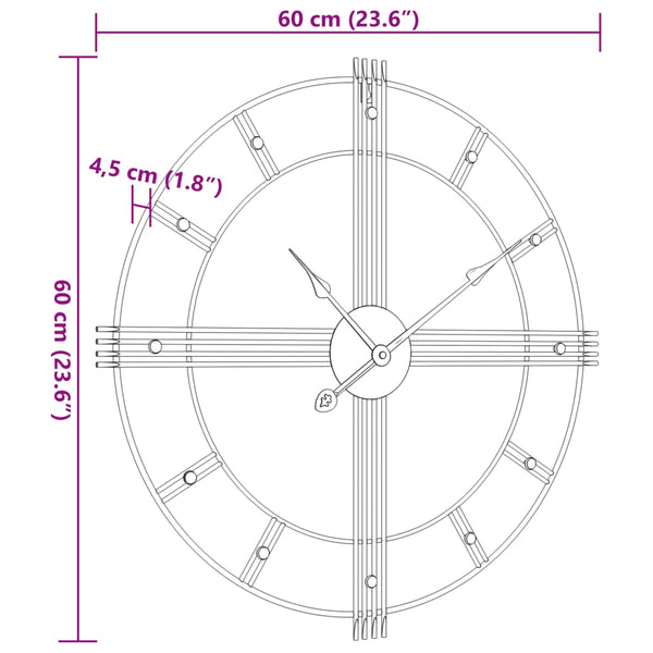 Musta seinäkello Sechip Ø60cm (rauta)