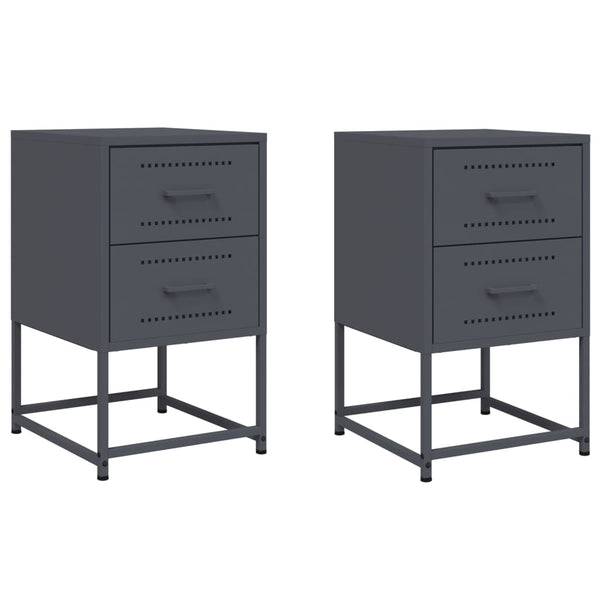 Nachttische Anthrazit Lizetta 36x39x60,5cm (2 St., Stahl)