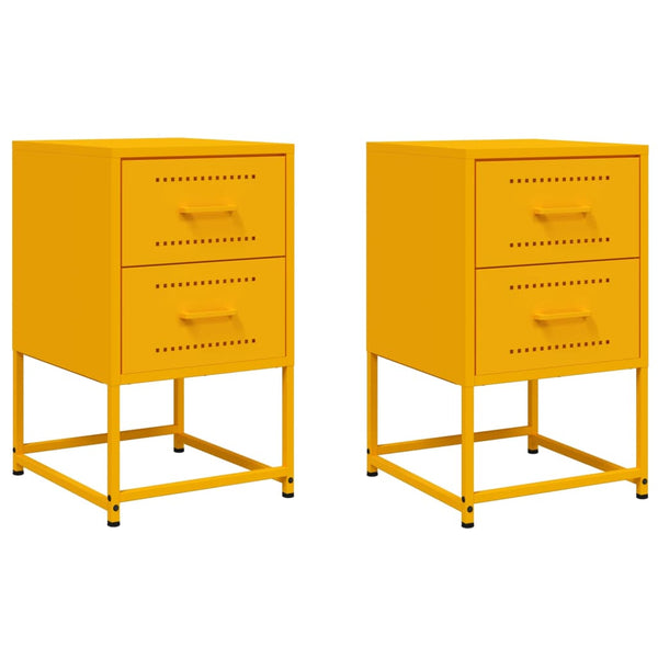 Sinapinkeltainen yöpöydät Lizetta 36x39x60,5cm (2 kpl, teräs)