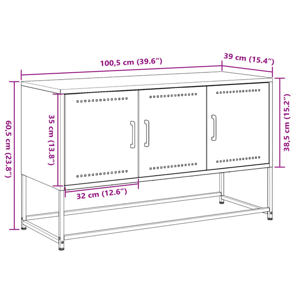 Valkoinen tv-taso Aurar 100,5x39x60,5cm (teräs)