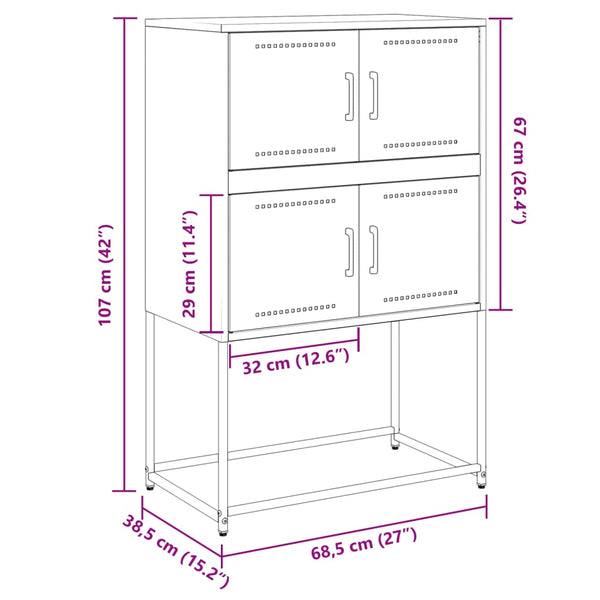Anthrazitfarbenes Sideboard Ronen 68,5x38,5x107cm (Stahl)