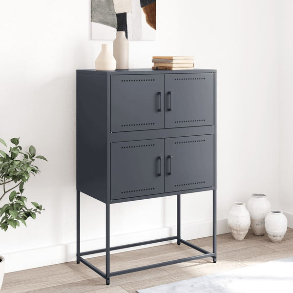 Anthrazitfarbenes Sideboard Ronen 68,5x38,5x107cm (Stahl)