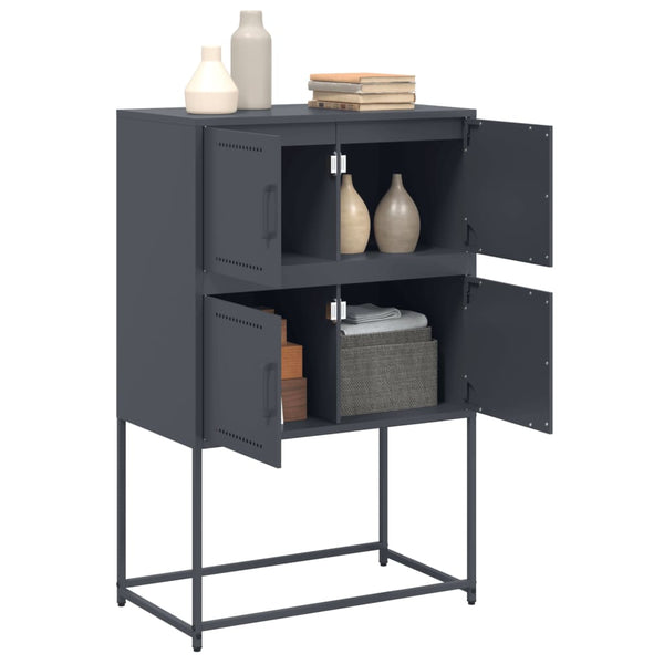 Anthrazitfarbenes Sideboard Ronen 68,5x38,5x107cm (Stahl)