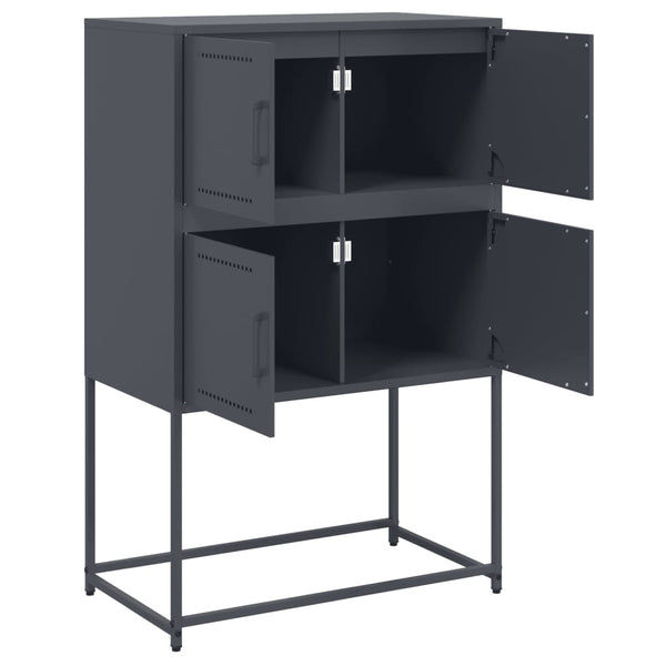 Anthrazitfarbenes Sideboard Ronen 68,5x38,5x107cm (Stahl)