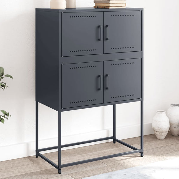 Anthrazitfarbenes Sideboard Ronen 68,5x38,5x107cm (Stahl)
