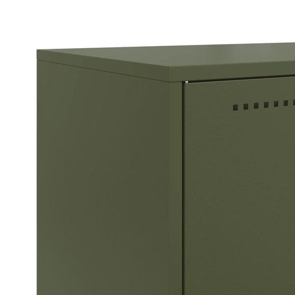 Olivgrünes Sideboard Ronen 68,5x38,5x107cm (Stahl)
