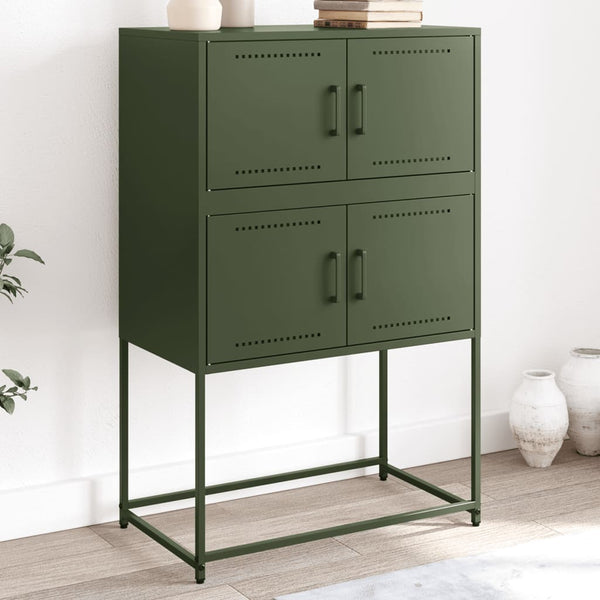 Olivgrünes Sideboard Ronen 68,5x38,5x107cm (Stahl)