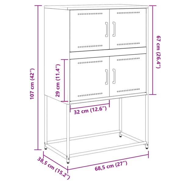 Valkoinen senkki Ronen 68,5x38,5x107cm (teräs)