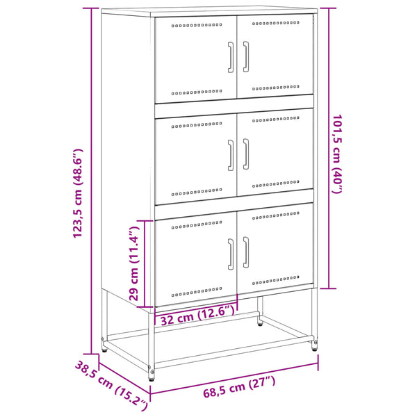 Anthrazit Sideboard Ghenadii 68,5x38,5x123,5cm (Stahl)