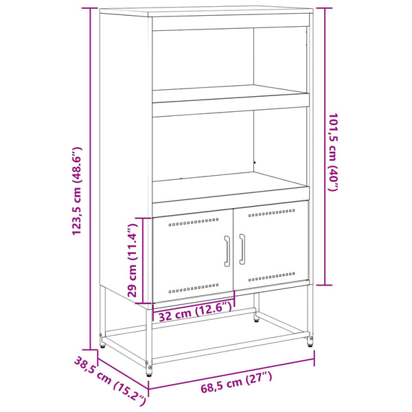 Sinapinkeltainen kaappi Binita 68,5x38,5x123,5cm (teräs)