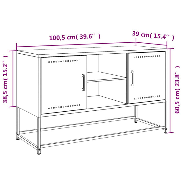 Weißes TV-Lowboard Gieta 100,5x39x60,5cm (Stahl)