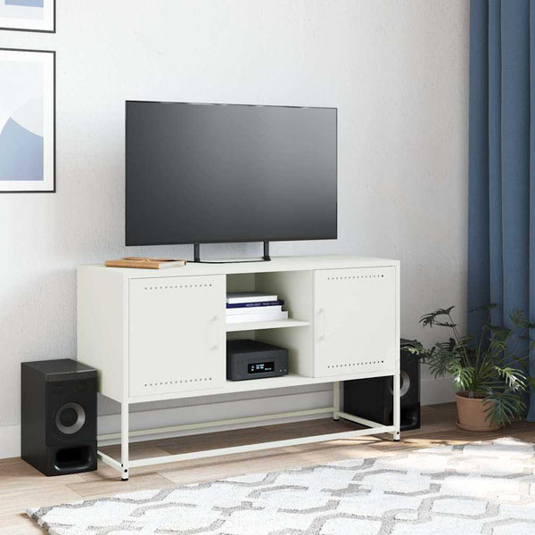 Weißes TV-Lowboard Gieta 100,5x39x60,5cm (Stahl)