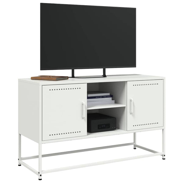 Weißes TV-Lowboard Gieta 100,5x39x60,5cm (Stahl)