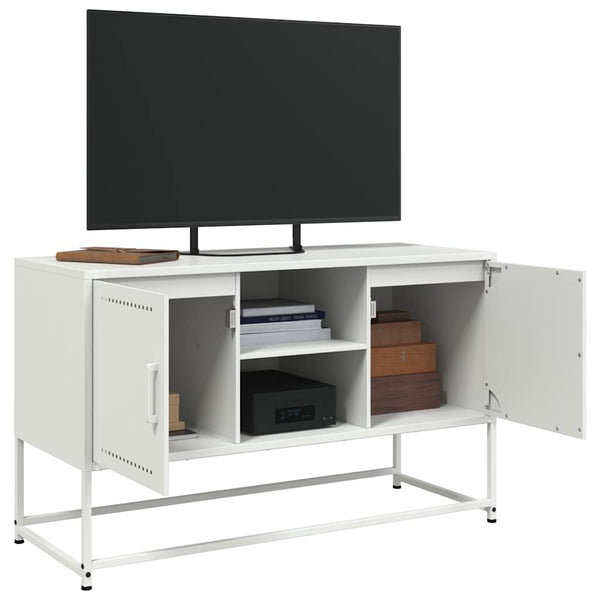 Weißes TV-Lowboard Gieta 100,5x39x60,5cm (Stahl)