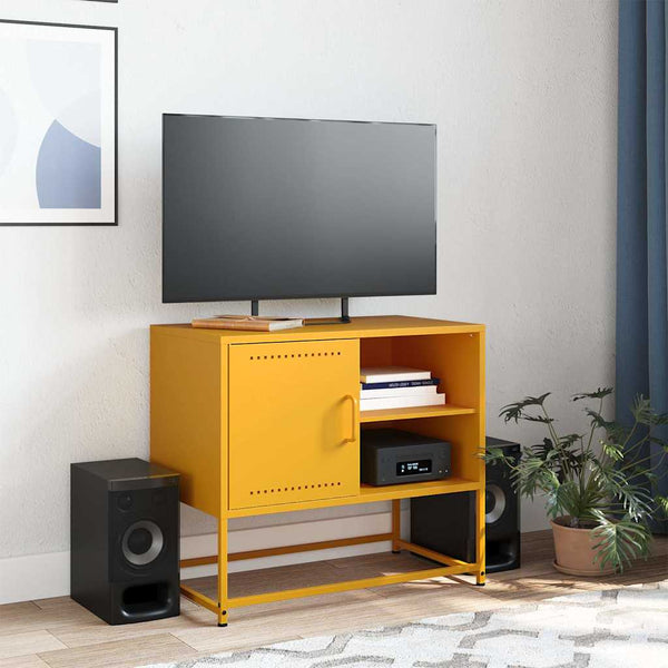 Sinapinkeltainen tv-taso Comeluta 68x39x60,5cm (teräs)