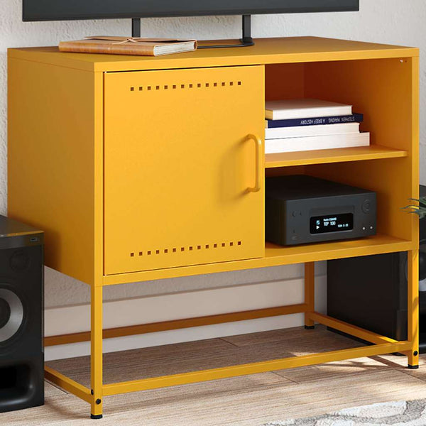 Sinapinkeltainen tv-taso Comeluta 68x39x60,5cm (teräs)