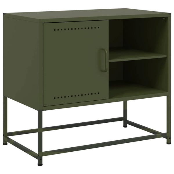 Olivgrüner TV-Ständer Comeluta 68x39x60,5cm (Stahl)