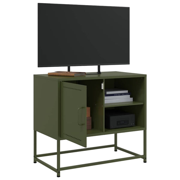 Olivgrüner TV-Ständer Comeluta 68x39x60,5cm (Stahl)