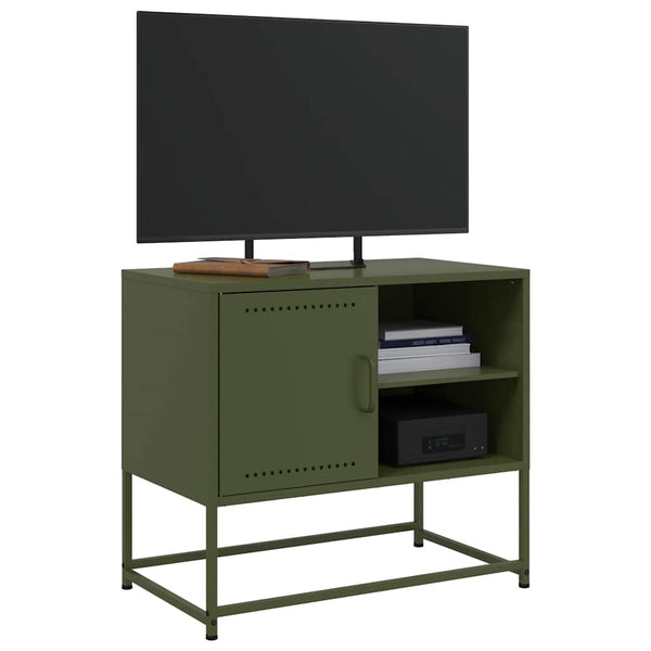 Olivgrüner TV-Ständer Comeluta 68x39x60,5cm (Stahl)