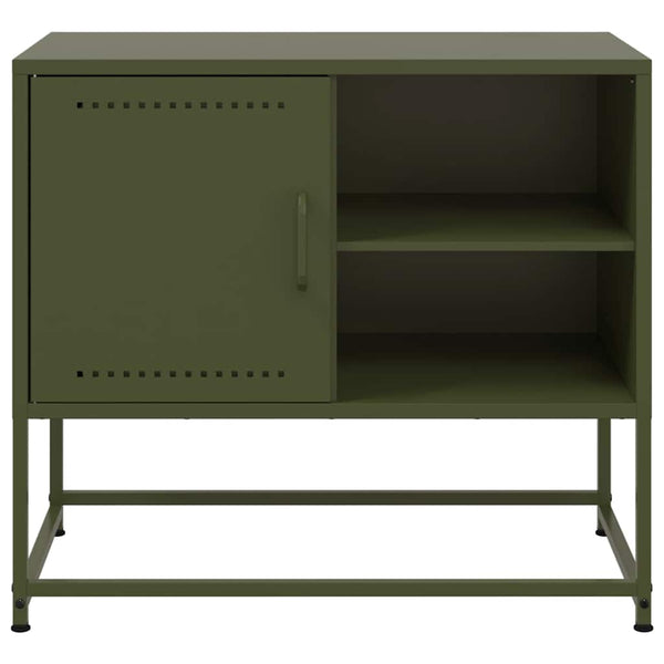 Olivgrüner TV-Ständer Comeluta 68x39x60,5cm (Stahl)